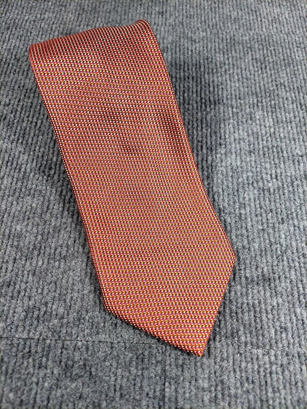 Vtg John W Nordstrom Mens Luxury Tie Necktie Orange Geometric
